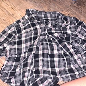 Women’s L studded collar plaid blouse